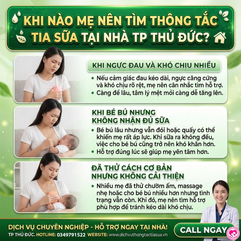 khi nào mẹ nên tìm đến dịch vụ thông tắc tia sữa tại nhà quận Thủ Đức